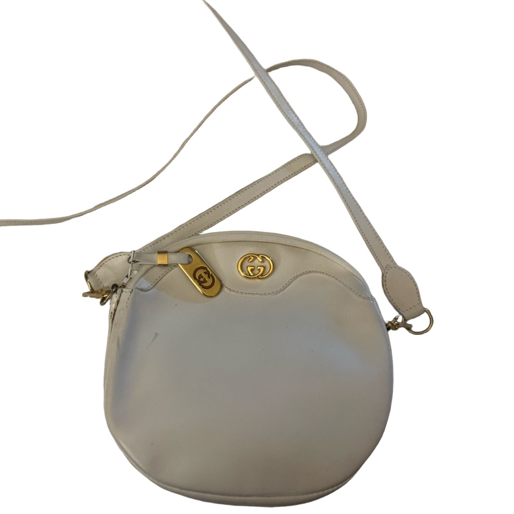 Gucci Cream Leather Crossbody Bag with Gold Accents